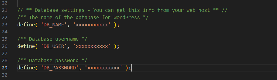 wp-confiのDB情報